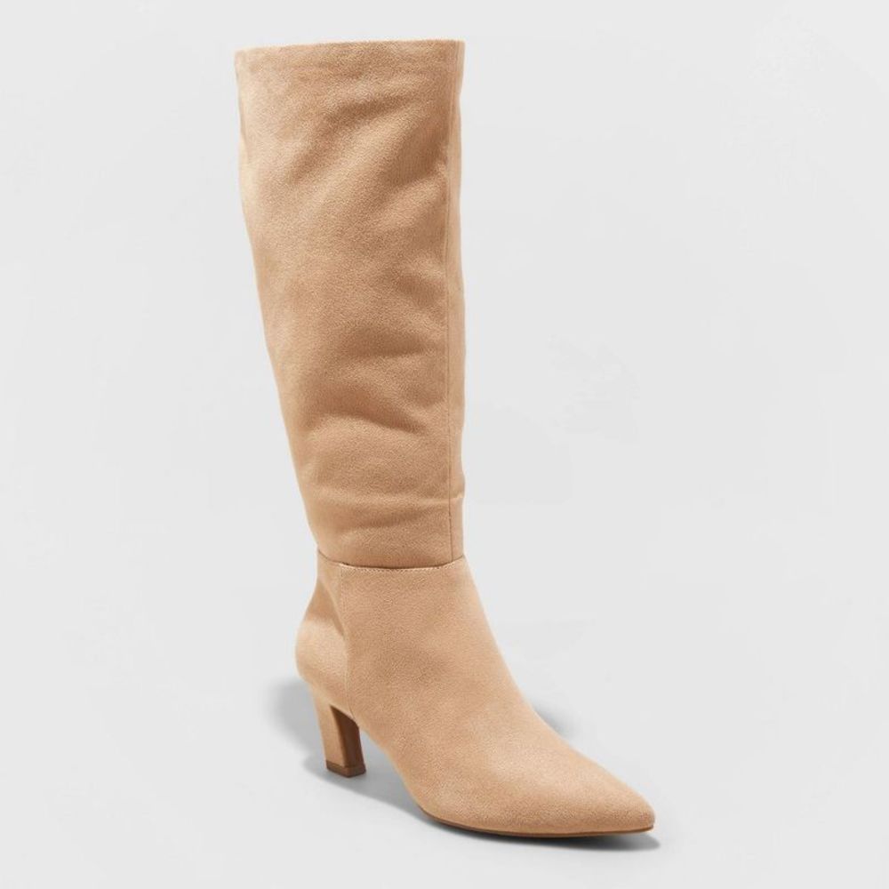 Tall Women's Tan Suede Knee-High Boots